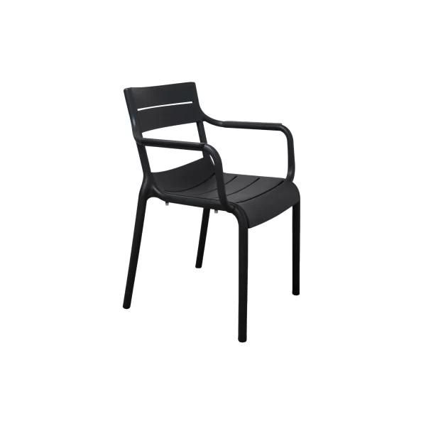 Silla de Polipropileno con Reposabrazos Campito Dark Grey
