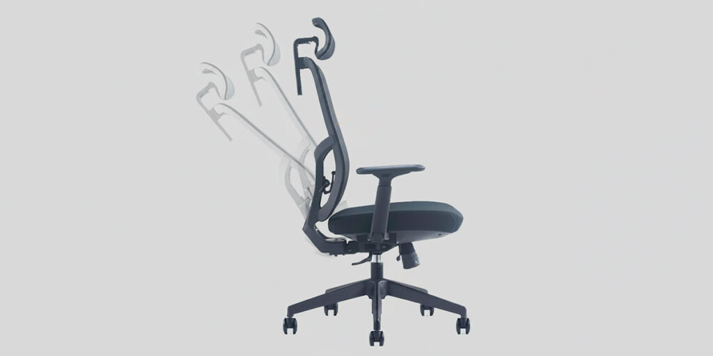 silla ergonomica en su vista lateral con las 3 posiciones de reclinamiento