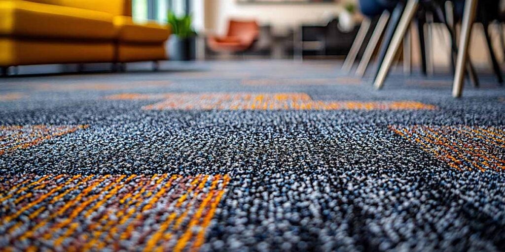 vista de una alfombra modular en oficina
